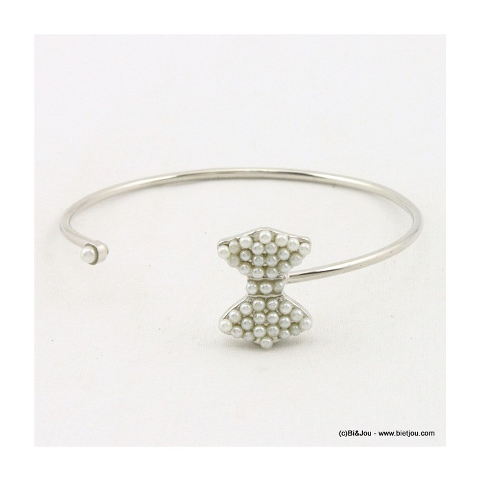 Bracelet jonc nœud papillon avec imitation perles 0215094