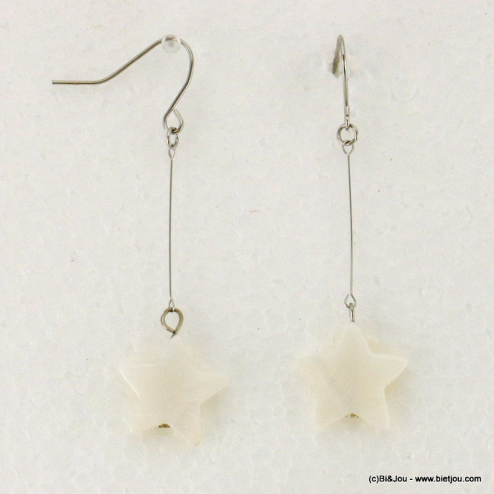 boucles d'oreilles pendante coquillage naturel étoile fermoir crochet 0317091