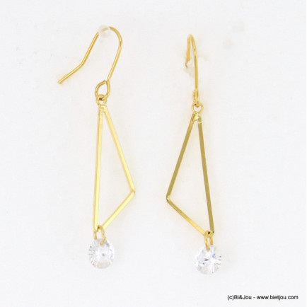 boucles d'oreilles pendante minimaliste triangle rhinestone 0317619 doré