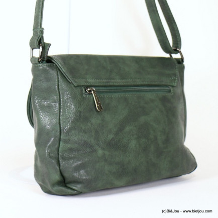 sac à bandoulière Gallantry femme simili-cuir toucher souple rabat pompon tassel 0917519 vert kaki