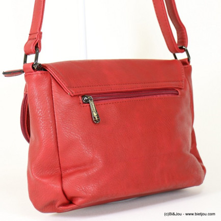 sac à bandoulière Gallantry femme simili-cuir toucher souple rabat pompon tassel 0917519 rouge