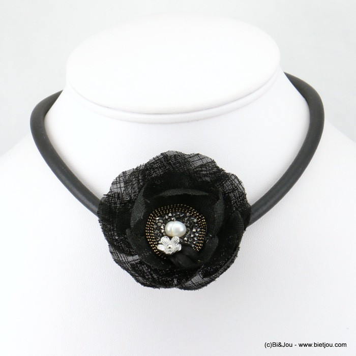 collier fleur tissu silicone gomme caoutchouc 0117568