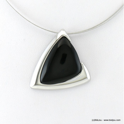collier pendentif pierre onyx noir triangle 0117912