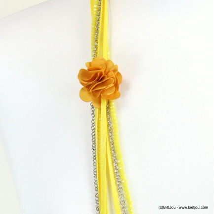 sautoir boho multi-rangs cristal fleur tissu cordons polyester 0118089 doré