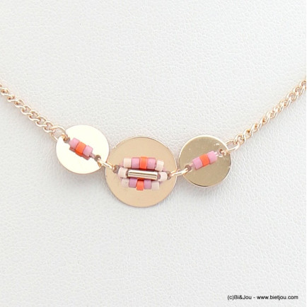 collier femme minimaliste 3-pièces rocailles 0118109 orange