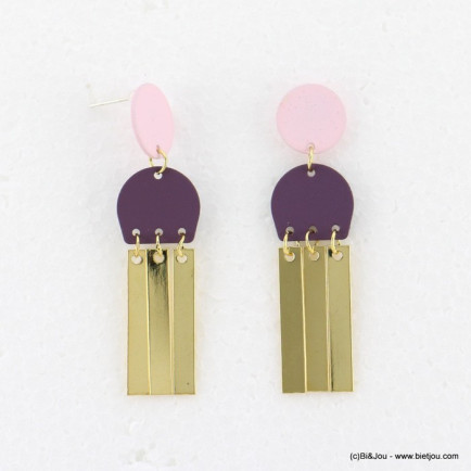 boucles d'oreilles pièces métal couleur mate 0318102 violet