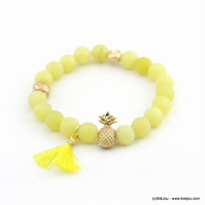 Bracelet élastique pierre naturelle ananas 
