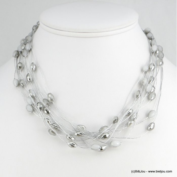 collier multi-rangs cristal à facette 0118524