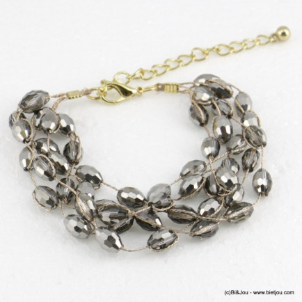 bracelet multi-rangs cristal à facette femme 0218504 multi