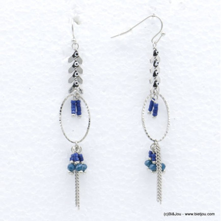 boucles d'oreilles chevron métal cristal oeil grec 0318501 bleu foncé