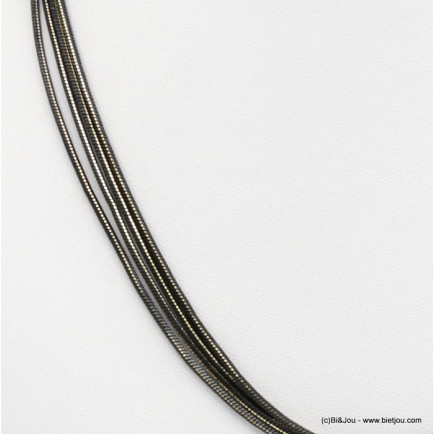 collier multi-liens chaîne serpent metal bicolore 0118608 noir