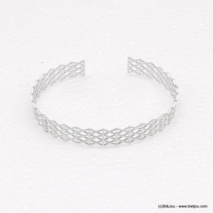 bracelet métal dentelle ouvert motif géométrique