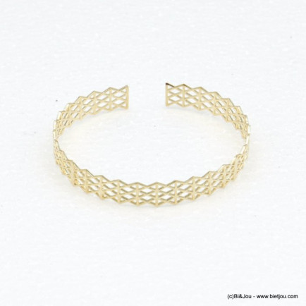 bracelet métal dentelle ouvert motif géométrique 0218538 doré
