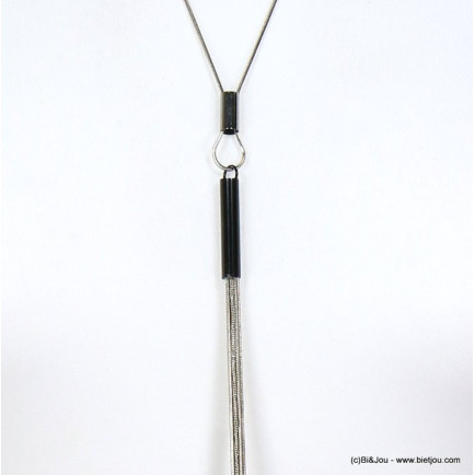 sautoir Y métal pendentif pompon long chaîne serpent 0118621 argenté