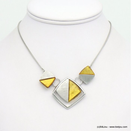 collier pendentif géométrique résine coloré métal femme 0119039