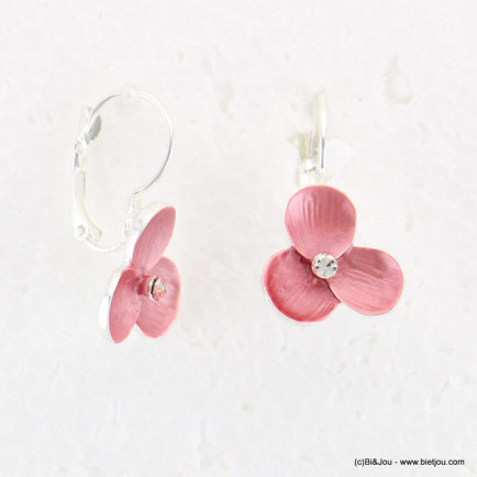 Parure collier et boucles d'oreilles avec suite de fleurs en métal de couleur pastel 0118038 rose