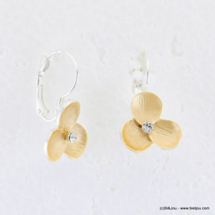 Parure collier et boucles d'oreilles avec suite de fleurs en métal de couleur pastel 0118038 gris