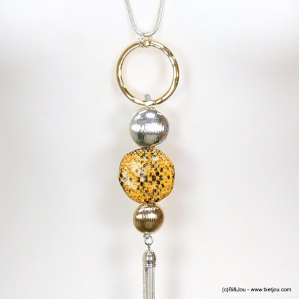 sautoir pendentif anneaux pièces métal adhésif motif serpent pompon 0119068 doré