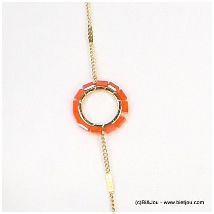 sautoir anneaux cristal coloré métal femme 0119508 rouge
