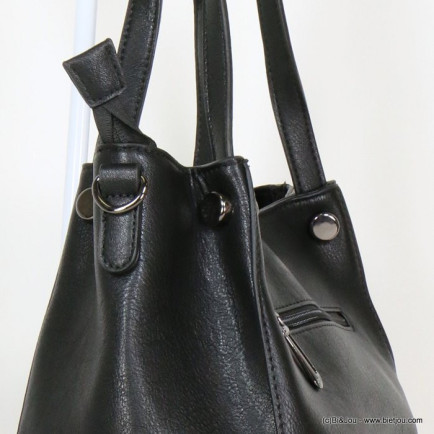 sac porté épaule Flora&Co simili-cuir façon pleine fleur souple 0919512 noir