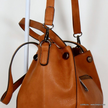 sac porté épaule Flora&Co simili-cuir façon pleine fleur souple 0919512 cognac
