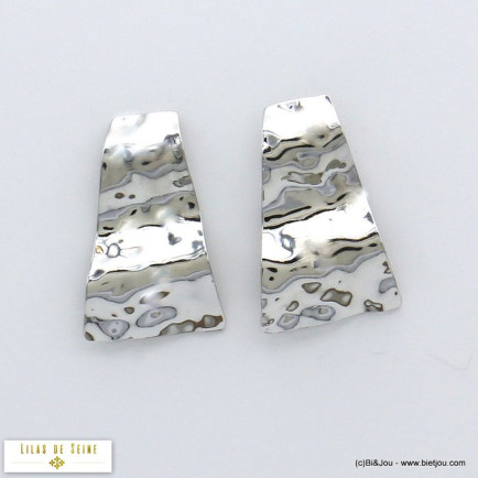 boucles d'oreilles géométrique XXL oversize métal martelé 0319640