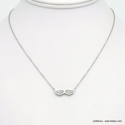collier aile acier inoxydable strass 0119556