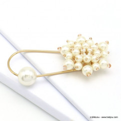 broche épingle à nourrice fleur imitation perle 0519501