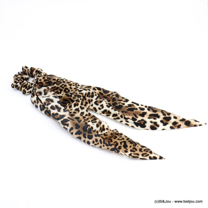 Chouchou foulard pour cheveux en tissu effet léopard femme 0619594