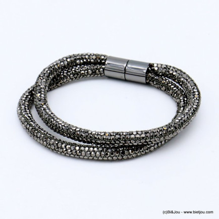 bracelet aimanté double-brins tube strass 0219540