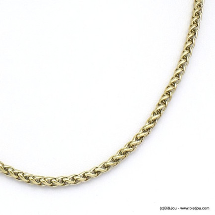 collier acier inoxydable chaîne maille palmier 0120052 doré