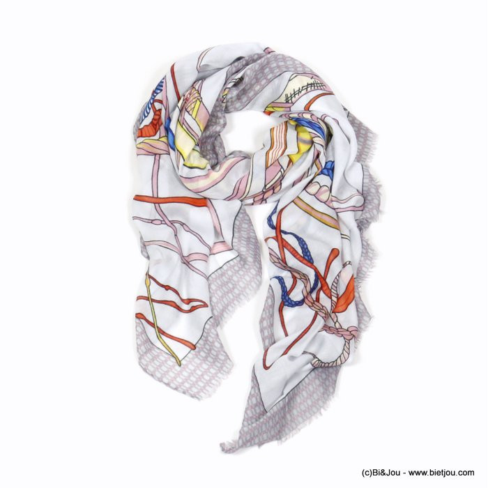 foulard imprimé cravache bordure frangée 0720001
