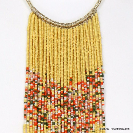 collier plage plastron cascade perles rocaille multicolore femme 0120022 jaune