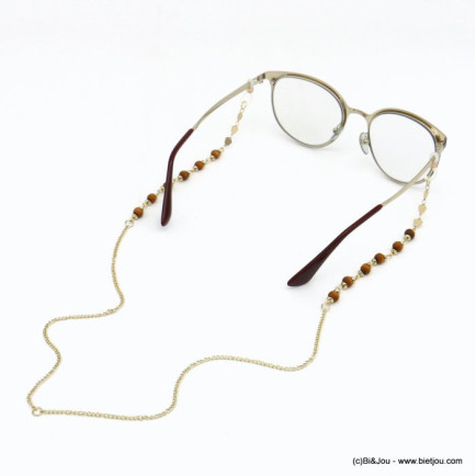 chaîne lunettes billes bois intercalaires pentagone métal femme 0620047