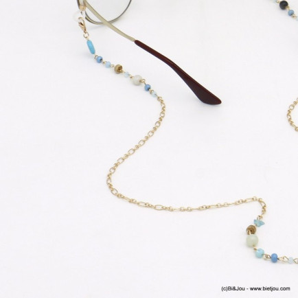 chaîne lunettes pierre cristal verre coco 0120113 bleu turquoise