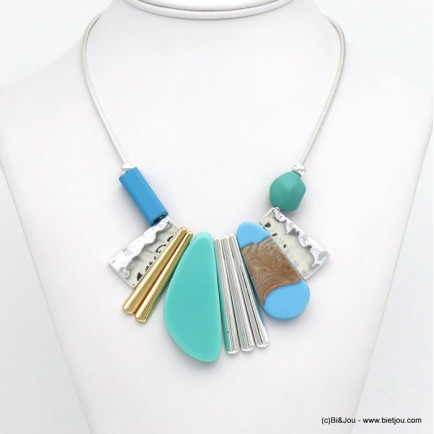 collier plastron vintage géométrique résine colorée métal femme 0120084