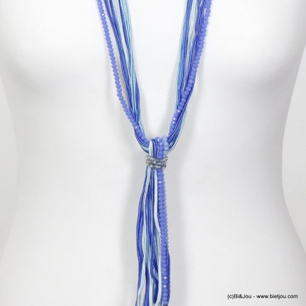 sautoir multi-brins cordons polyester cristal femme 0118084 bleu