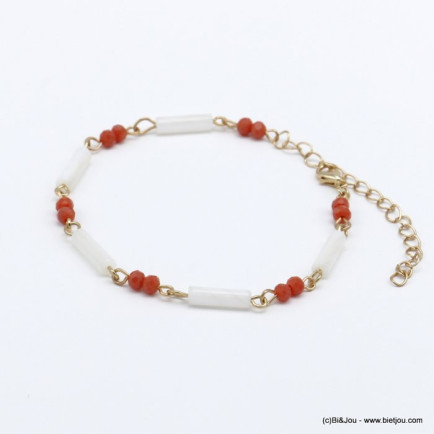 bracelet plage tubes nacre cristal coloré femme 0220123