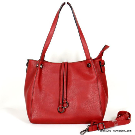 sac porté épaule Flora&Co simili-cuir façon pleine fleur souple 0919512 rouge
