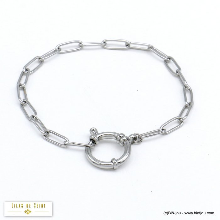 bracelet chaîne maille rectangulaire en acier inoxydable femme 0220501