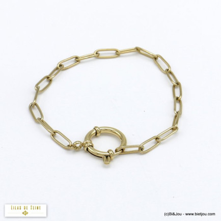 bracelet chaîne maille rectangulaire en acier inoxydable femme 0220501