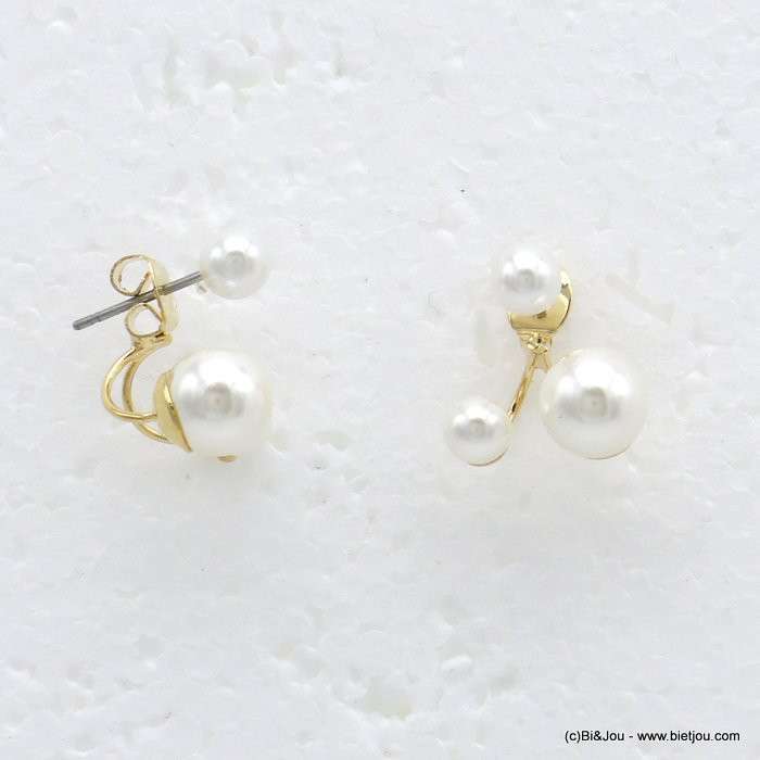 boucles d'oreilles sous-lobe minimaliste imitation perles asymétriques femme 0319725