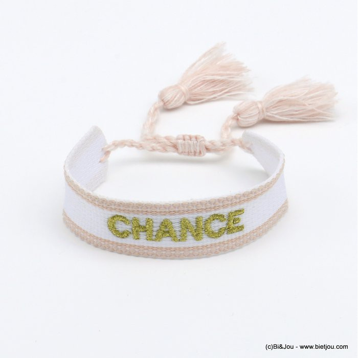 bracelet message CHANCE réglable tissu 0220521