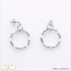 boucles d'oreilles géométrique anneau cranté métal femme 0320558