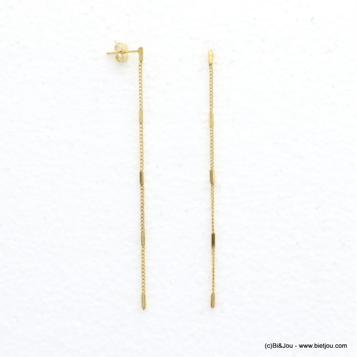 boucles d'oreilles minimaliste fine chaîne métal femme 0320559