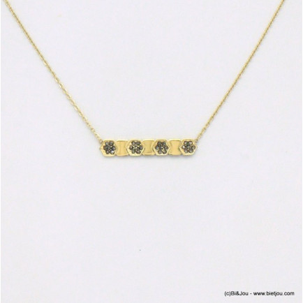 collier suite d'héxagones acier inoxydable strass femme 0120563 anthracite