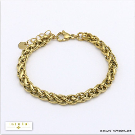 bracelet chaîne maille palmier 4mm acier inoxydable femme 0220010