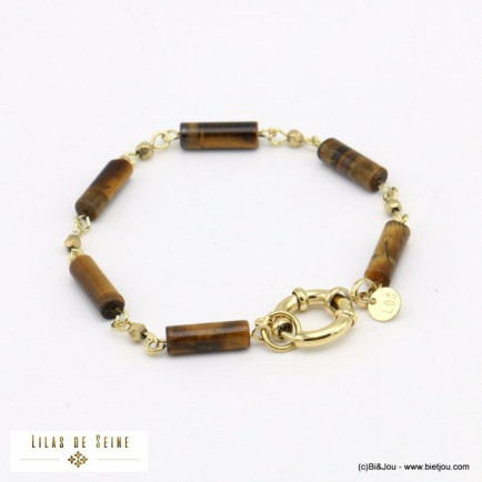 bracelet tubes pierre acier inoxydable femme 0221565