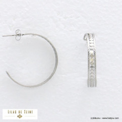 boucles d'oreille créoles contemporain moderne acier inoxydable femme 0321553