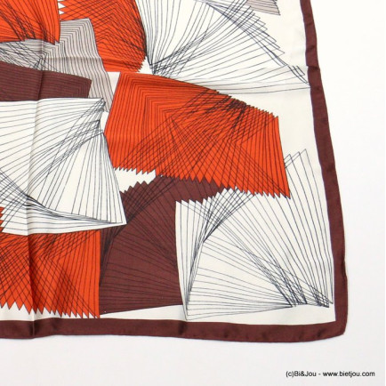 carré satin motif éventails touché soie polyester femme 0722005 rouge